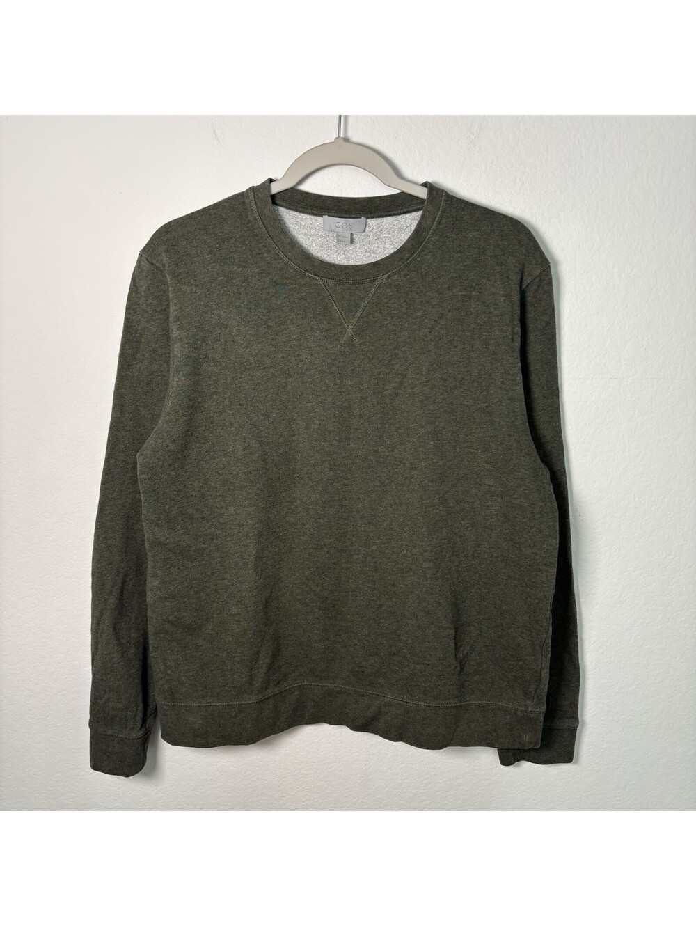 COS Olive Green Cotton Crewneck Women’s Size Large Cozy Classic Pullover